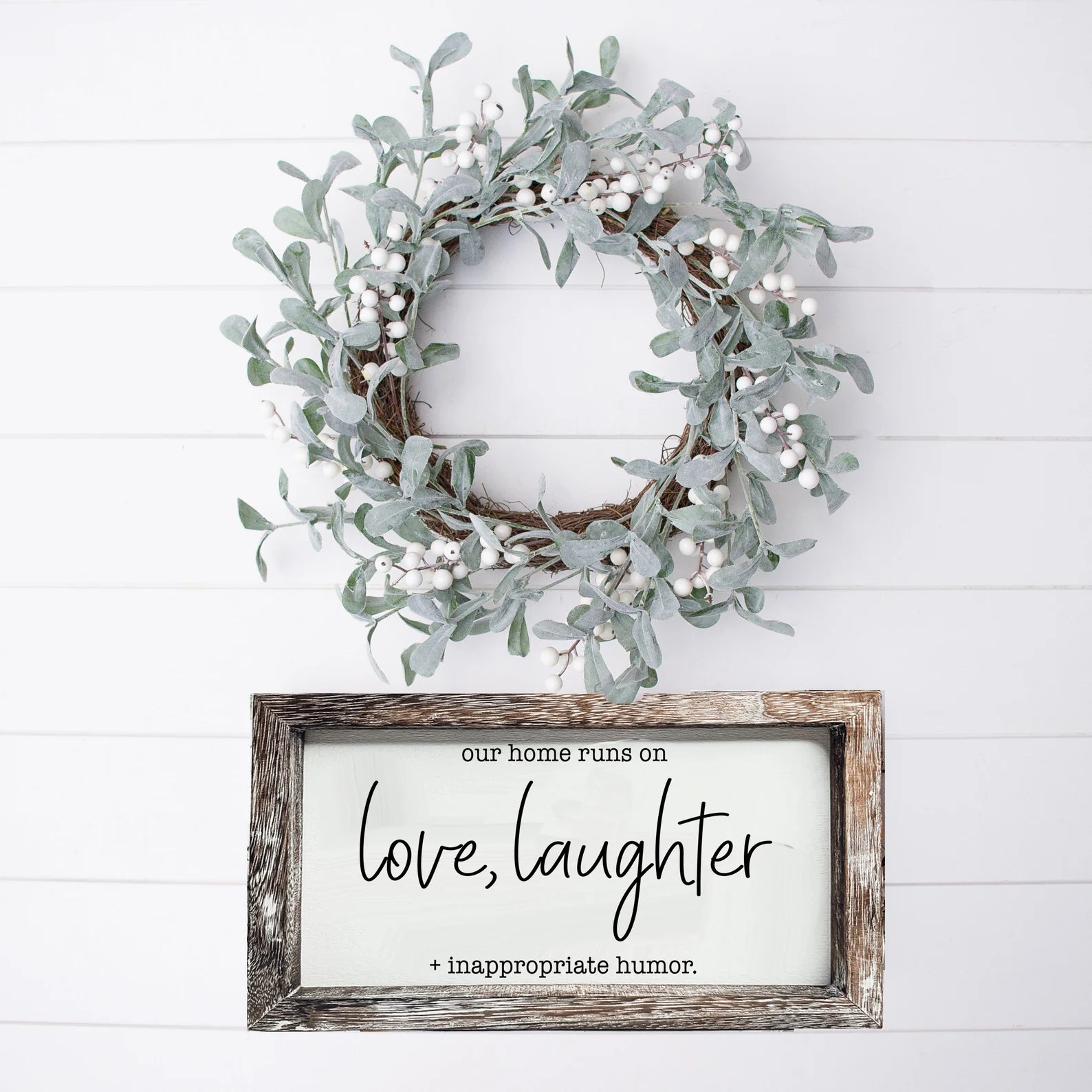 Love, Laughter & Inappropriate Humor Rustic Framed Wood Sign