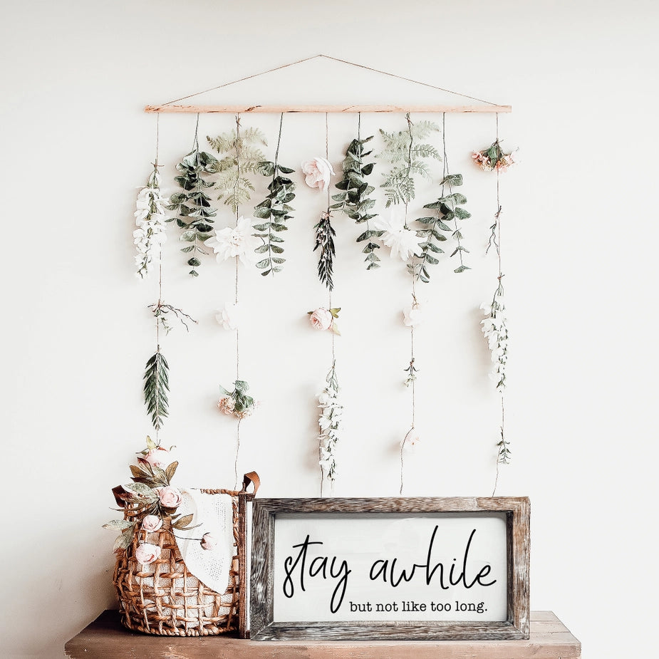 Stay Awhile Rustic Framed Wood Sign